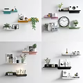 Wall Cabinets and Floating Shelves in Modern Home with Decorative Plants and Books