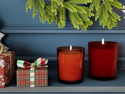 Red Candle Christmas Candle Cup Aromatherapy Cup Candle Aromatherapy Candle Flame Aromatherapy Flame Christmas Scene Christmas Table Lamp 3d model
