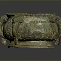 Ancient Bronze Ritual Vessel With Beast Head Handles Spiral Patterns And Three Legs