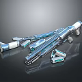 Futuristic Sci Fi Gun Weapon With Blue Accents And Mechanical Parts
