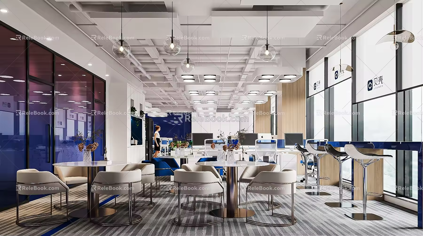 Style Public Office Area Shell Office 3d model