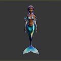 3D Rendered Mermaid Character With Purple Pink Hair Blue Scaled Tail And Reflective Body