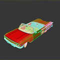Red Classic Convertible Car With White Interior Open Top And Chrome Details