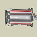 Industrial Equipment With Red Striped Top And Gray Body For Heavy Duty Use