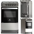 Modern Stainless Steel Kitchen Oven And Stove With Black Glass Door Design