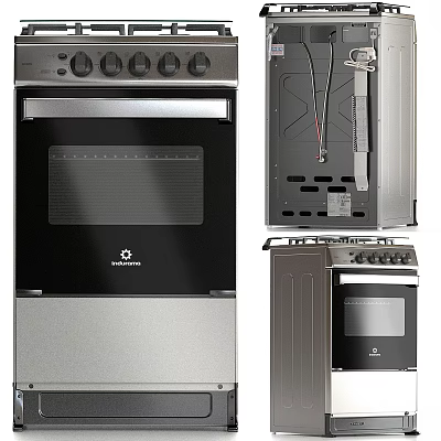 Modern Stainless Steel Kitchen Oven And Stove With Black Glass Door Design 3d model