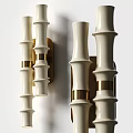 Bamboo Shaped Wall Lamps With Segmented White Bodies And Brown Accent Rings
