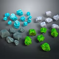 Natural Wood and Colorful Stone Pieces with Blue White Gray Green Color Variations
