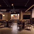 Modern Bar Interior Design With Stylish Counter Tables And Ambient Lighting