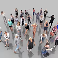 Diverse Group of People in Various Poses With Different Clothing Styles Standing Together