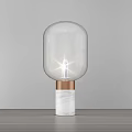 Stylish Modern Table Lamps With Transparent Glass Shades And Marble Metal Bases