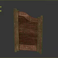 Wooden Louvered Decorative Door Panel With Curved Edges And Natural Texture