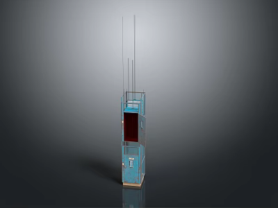 Blue Tower Structure With Vertical Design Multiple Antennas And Red Section 3d model