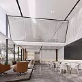 Modern Sales Office Interior With Open Layout Marble Decor Pendant Lights And Display Counter