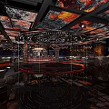 Luxury Club Interior Featuring Ornate Ceiling Circular Design And Mirrored Flooring