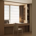 Cozy Bay Window Cabinet Setup With Desk White Chair Books And Table Lamp
