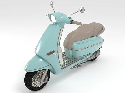 Light Blue Scooter With Light Gray Seat Black Wheels And Rearview Mirrors 3d model