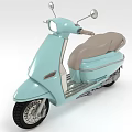Light Blue Scooter With Light Gray Seat Black Wheels And Rearview Mirrors