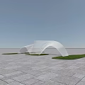 Modern Pergola Designs With Geometric Curved Shapes Grass And Various Materials
