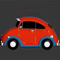 Red And Blue Vintage Car With Stripes Rounded Body And Chrome Details