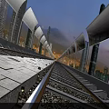 Urban Road Infrastructure With Illuminated Pathway And Modern City Skyline At Dusk