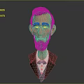 Cartoon Style 3D Modeled Game Movie Male Character With Beard And Suit Design