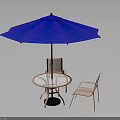 Outdoor Furniture Set With Blue Umbrella Round Glass Table And Chairs