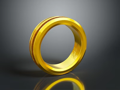 Shiny Gold Ring With Smooth Band Design And Reflective Surface 3d model