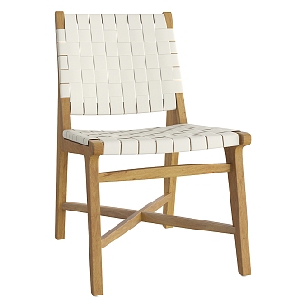 Wooden Woven Leather Dining Chair 3d model