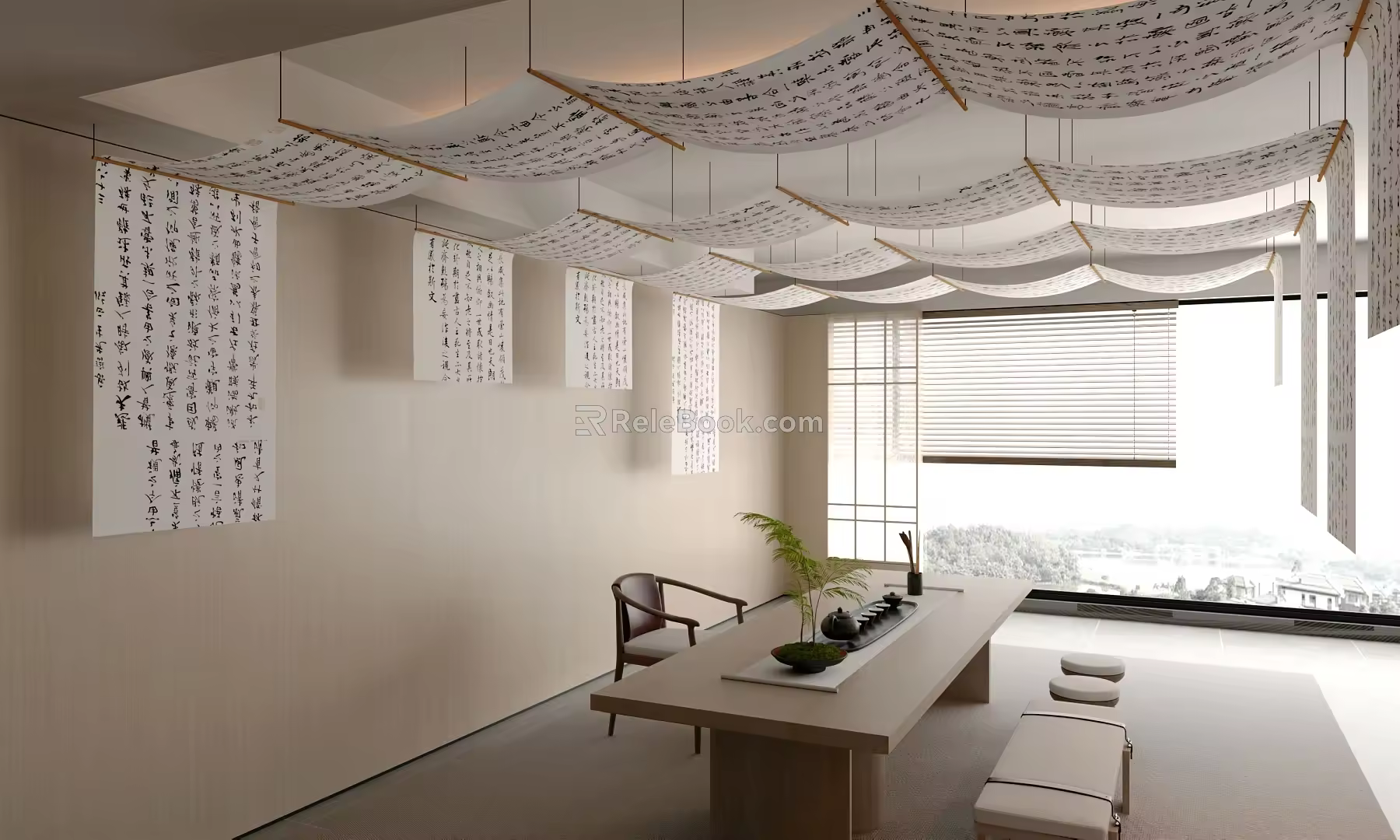 New partition gauze curtain partition exhibition hall ceiling 3d model