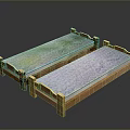 Two Wooden Framed Beds with Colorful Green and Blue Mattresses Simple Design