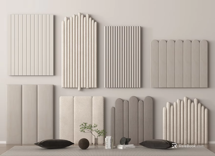 Modern Soft Wall Panels With Various Designs And Decor 3d model