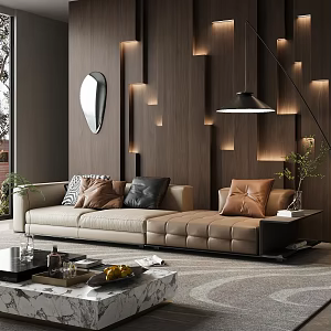 Modern Light Luxury Cream Style Lawrence Sofa Coffee Table Combination Living Room 3d model
