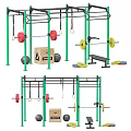 Home Gym Sports Equipment With Barbells Racks Rings Medicine Balls And Bench