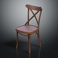 Classic Solid Wood Chair With Cross Back Design And Wooden Seat