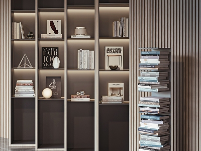 Modern bookshelf decorations model