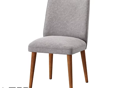 Modern Gray Fabric Single Chair with Wooden Legs for Home Decor 3d model