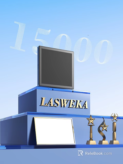 LASWEKA Blue Structure With Black Screen On Top 15000 Background And Star Decorations 3d model 