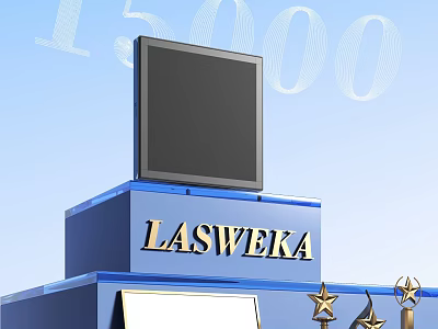 LASWEKA Blue Structure With Black Screen On Top 15000 Background And Star Decorations 3d model