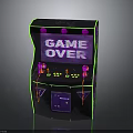 Vintage Arcade Machine Design With Game Over Screen Joysticks And Buttons
