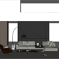 Modern Living Room Interior With Arched Floor Lamp Light Sofa Coffee Table And Window View