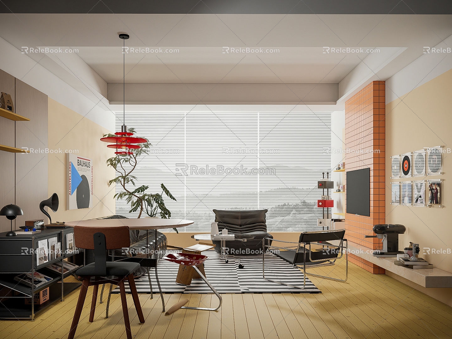 Modern Bauhaus Apartment Living Room Sofa Combination Middle Antiquity Dopamine 3d model