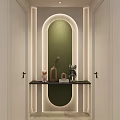 Cream Simple Arc Shape Suspension Corridor End View Entrance 3d model