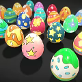 Easter Bunny Themed Colorful Painted Eggs For Spring Festive Decorations 3d model