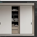 Modern Wardrobe With Sliding Doors And Organized Interior Storage Shelves Drawers And Folded Clothes