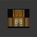 Japanese Architectural Interior Model With Wooden Structure Sliding Doors And Tatami Mats