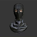 Military Tactical Weapon Black Leather Mask With Eye Holes And Shiny Surface