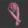 3D Anime Character With Pink Hair Wearing Pink Sweater And Extended Hands On Dark Background