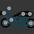 Blue and Black Metal Mechanical Component With Bolts Holes and Chain like Structure