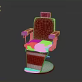 Red Upholstered Modern Barber Chair With White Armrests And Round Base